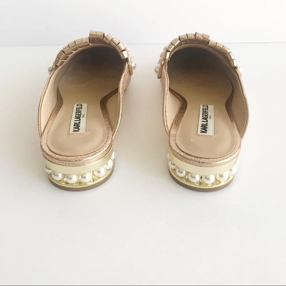 Karl Lagerfeld Becky Faux Pearl Embellished Slides - Picture 3 of 5